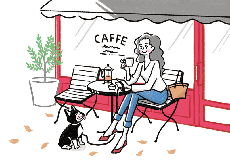 ９月号掲載イラスト：カフェにいる女性
