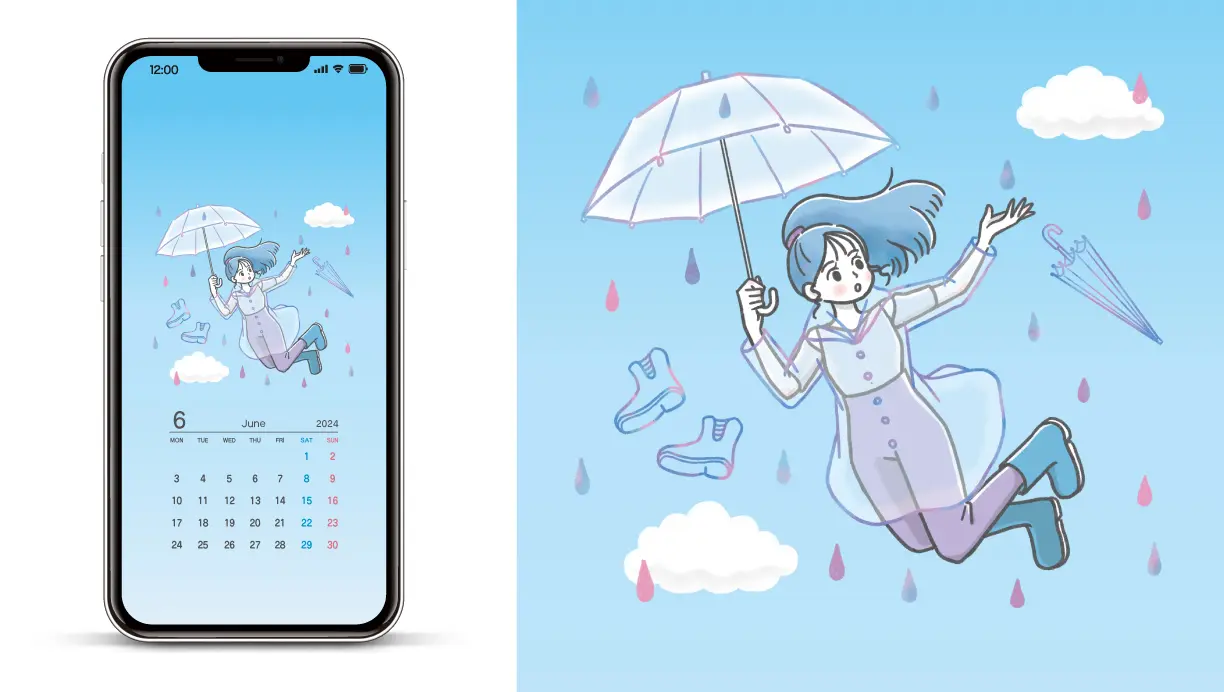 6月のカレンダーイラストと壁紙DL | Kinokoillust＆Design