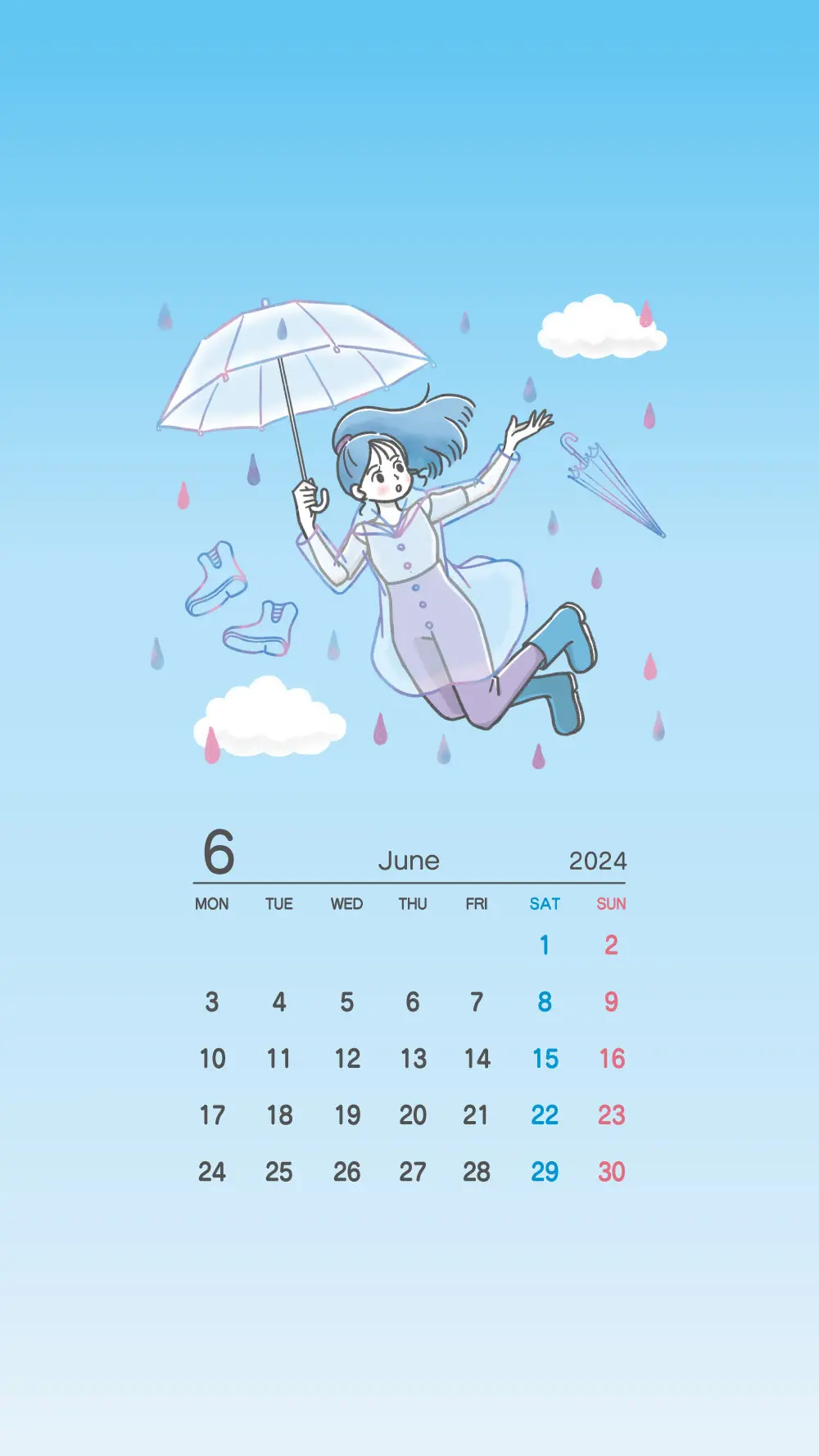 6月のカレンダーイラストと壁紙DL | Kinokoillust＆Design