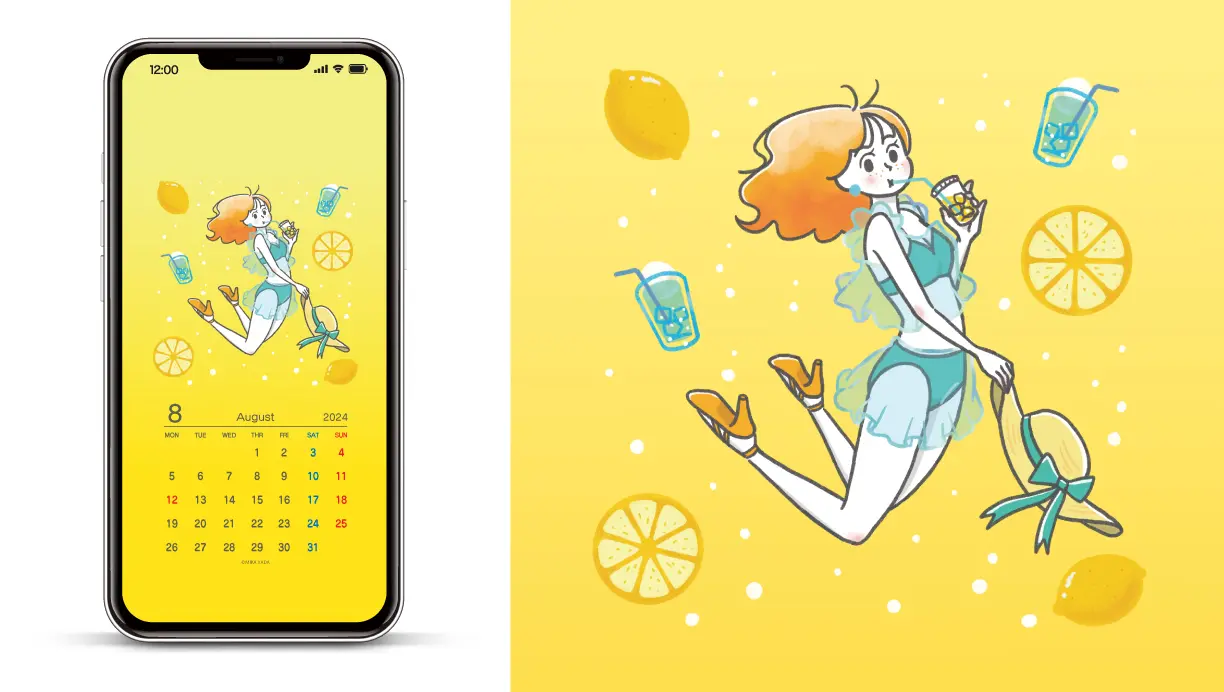 8月のカレンダーイラストと壁紙DL | Kinokoillust＆Design