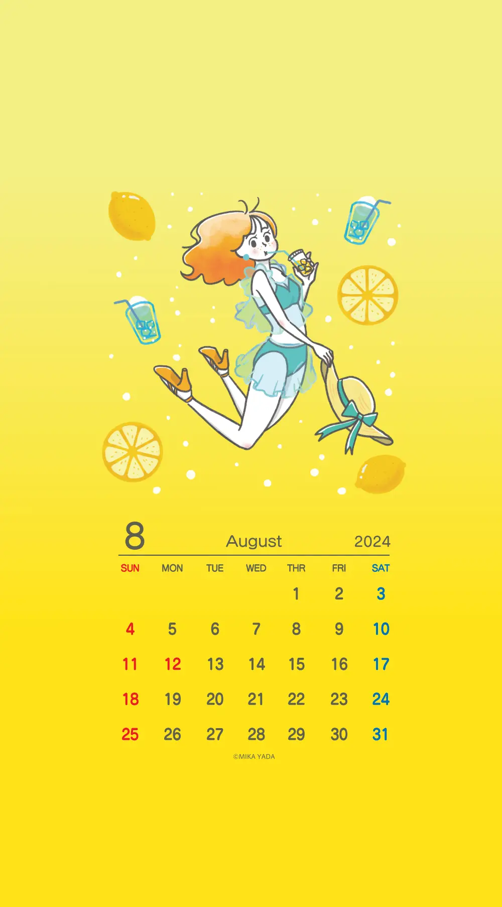 8月のカレンダーイラストと壁紙DL | Kinokoillust＆Design