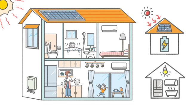 リビング京都・住まいにもデコ活を/住宅・省エネ・暮らし系イラスト制作